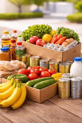 Box of fresh groceries for SNAP and food pantry help in Duval County Florida
